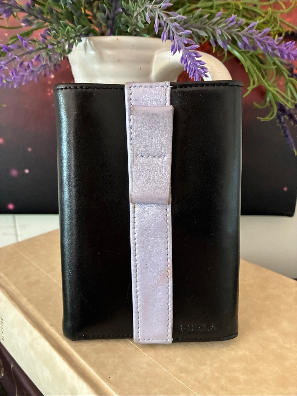 Vintage Furla Leather Lavender Stripe Wallet